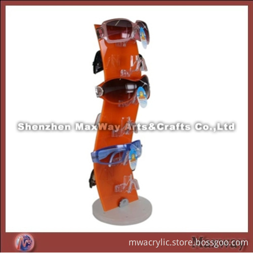 6 Pairs Orange Stylish Plexiglass/Acrylic Eyeglasses Holder/Display Stand with Round Base
